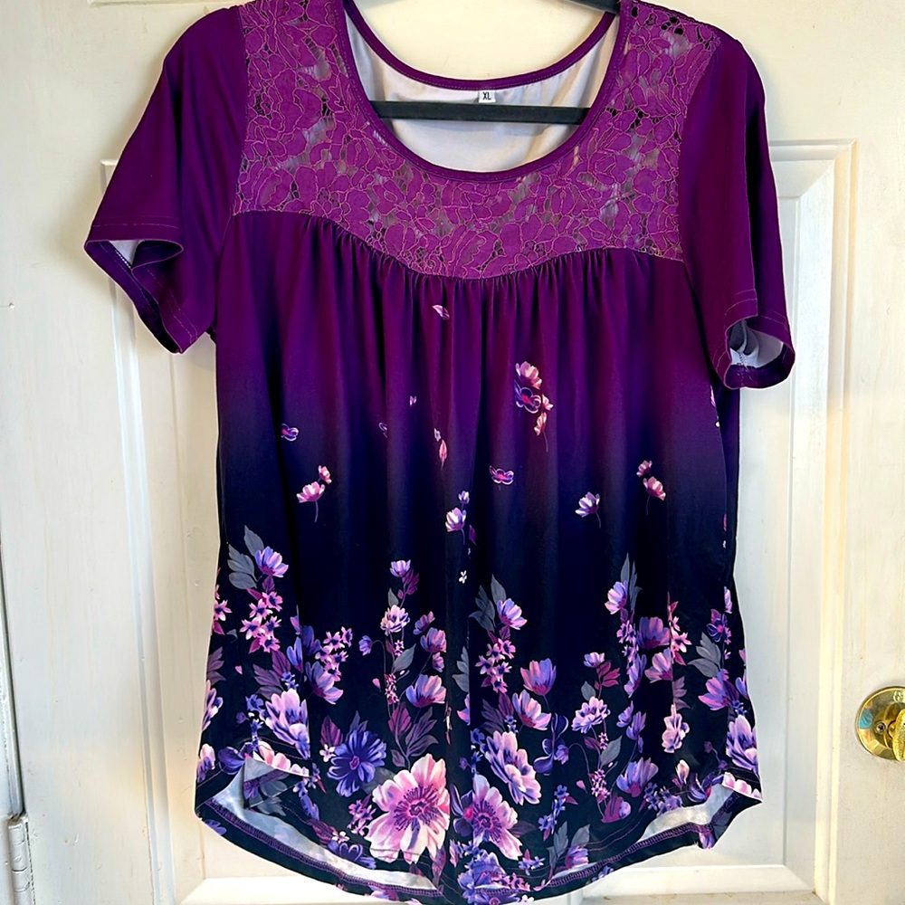 Purple Floral T Shirt